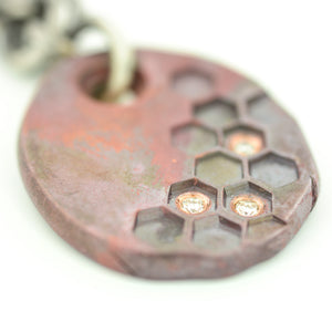 Copper Honeycomb Pendant with Ideal Cut Diamonds