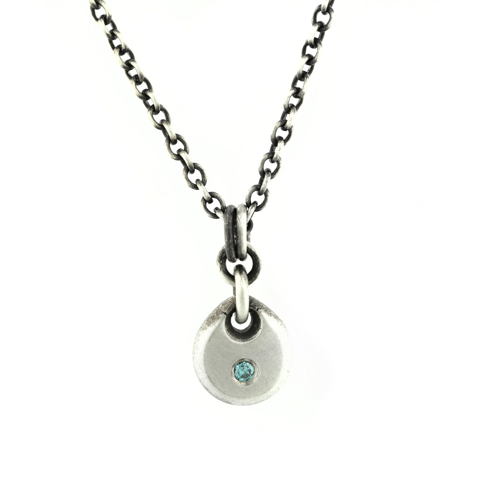 Tiny Silver Drop with Blue Diamond