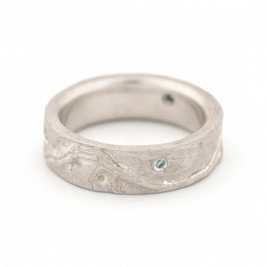 Three Sisters Mountain Ring in Sterling Silver with Blue Diamonds