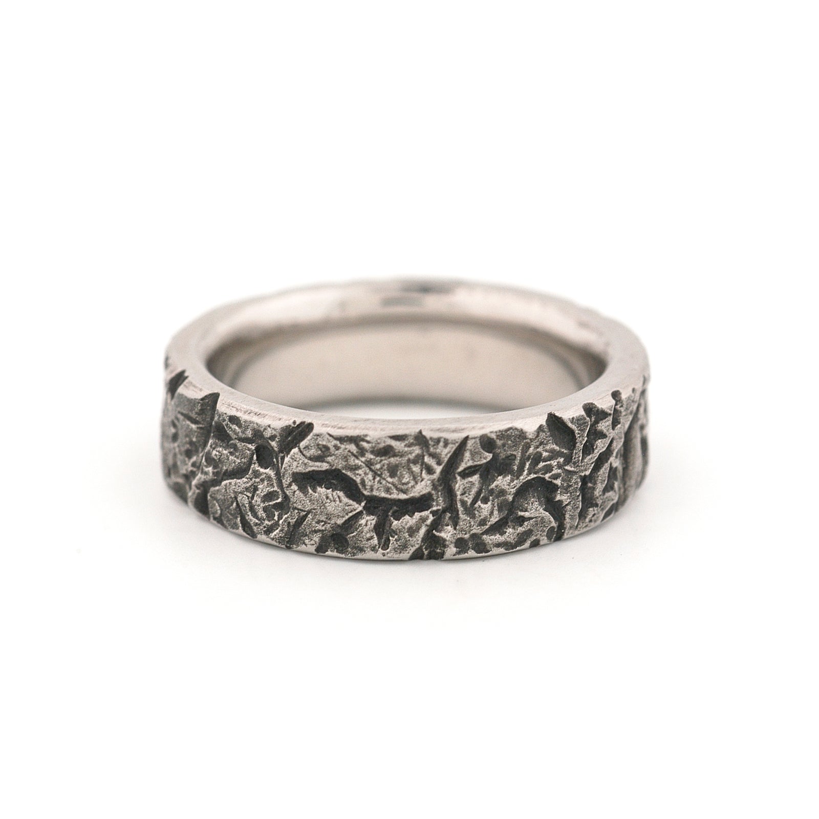 Oxidized Cobalt Chrome Band with Bark Texture