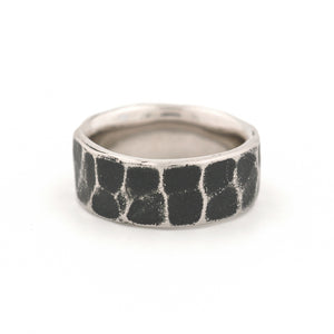Hammer Texture Oxidized Cobalt Chrome Ring Band