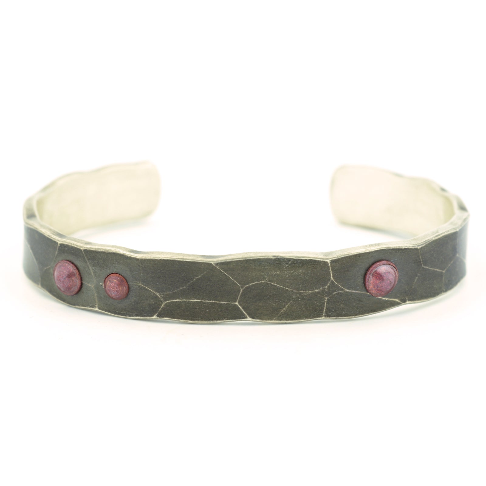 Forged Silver Cuff with Copper Rivets