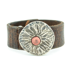 Leather Cuff with Silver and Copper Rivet