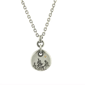 Silver Trees Drop Pendant with Champagne Diamond