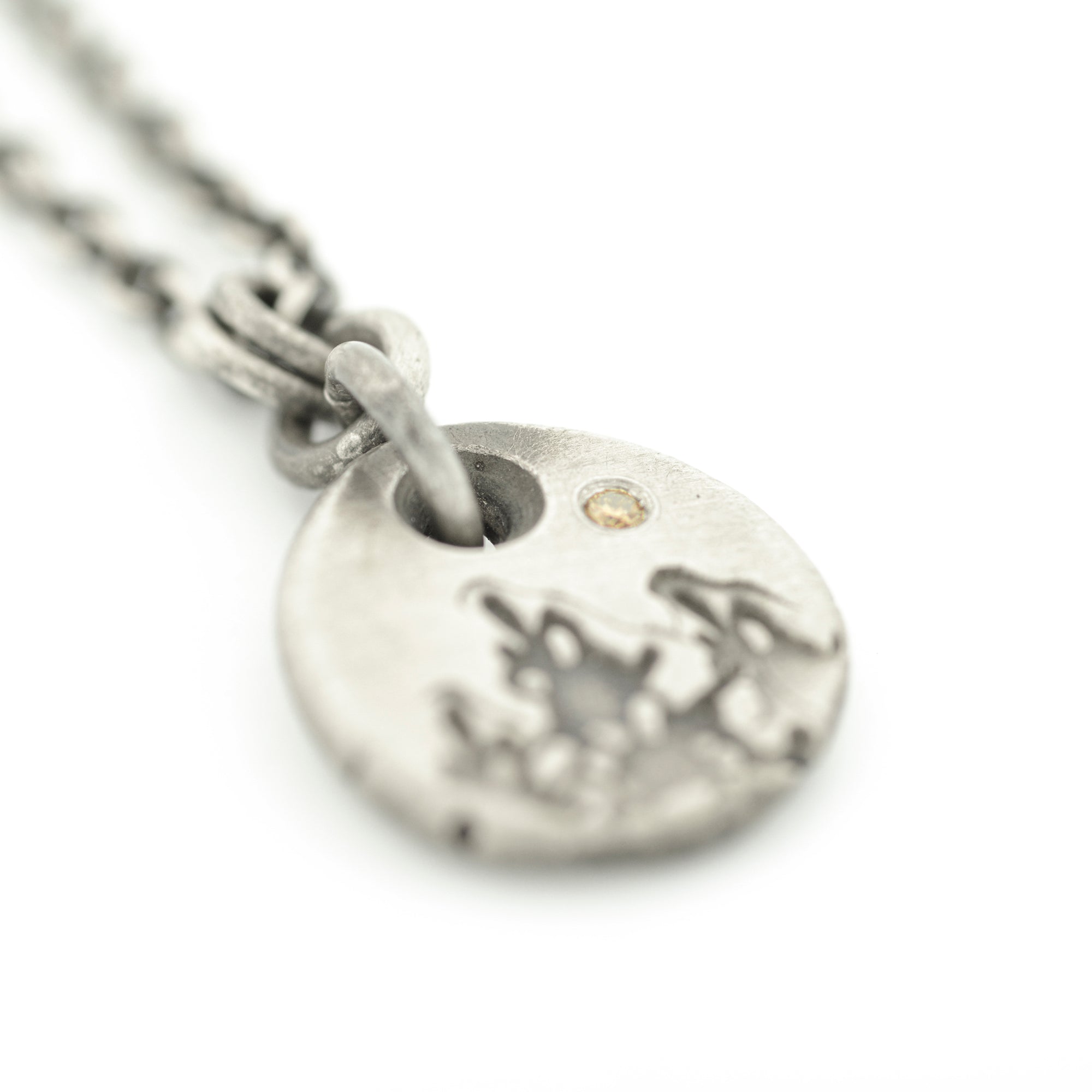 Silver Trees Drop Pendant with Champagne Diamond