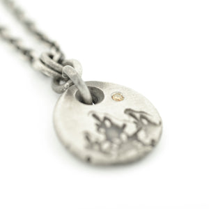 Silver Trees Drop Pendant with Champagne Diamond