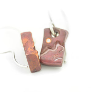 Vertical Copper Mountain Range Earrings with Ideal Cut Diamonds