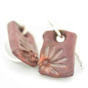 Copper Patina Flower Petal Earrings