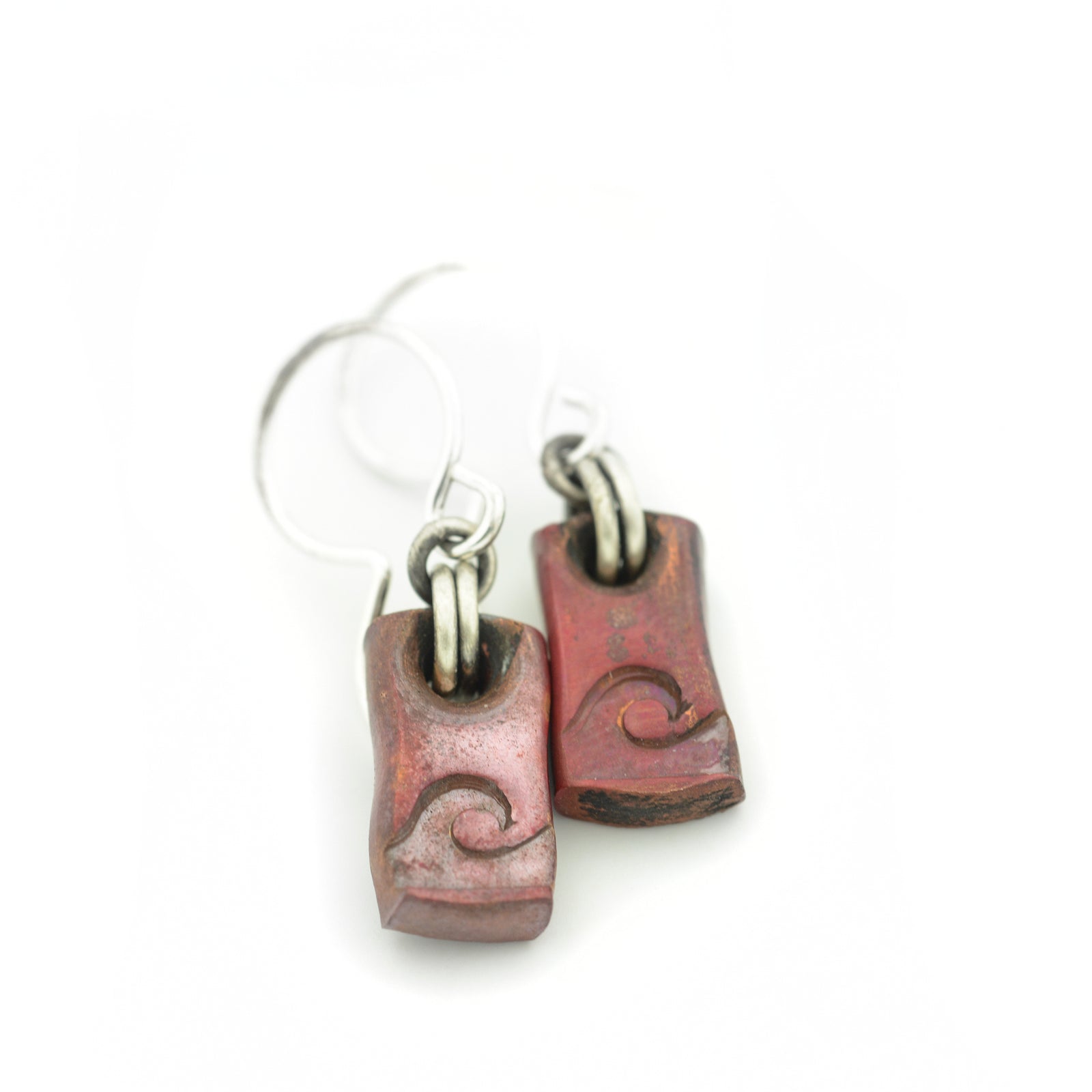 Wave Catcher Copper Chunk Earrings