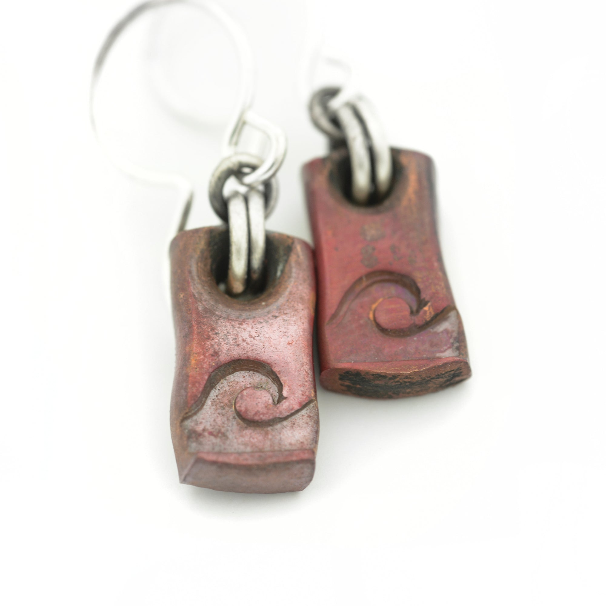 Wave Catcher Copper Chunk Earrings