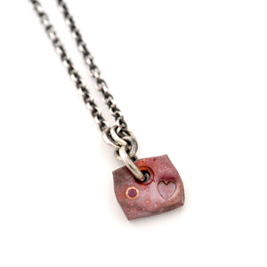 Tiny Copper Heart Pendant with Ruby