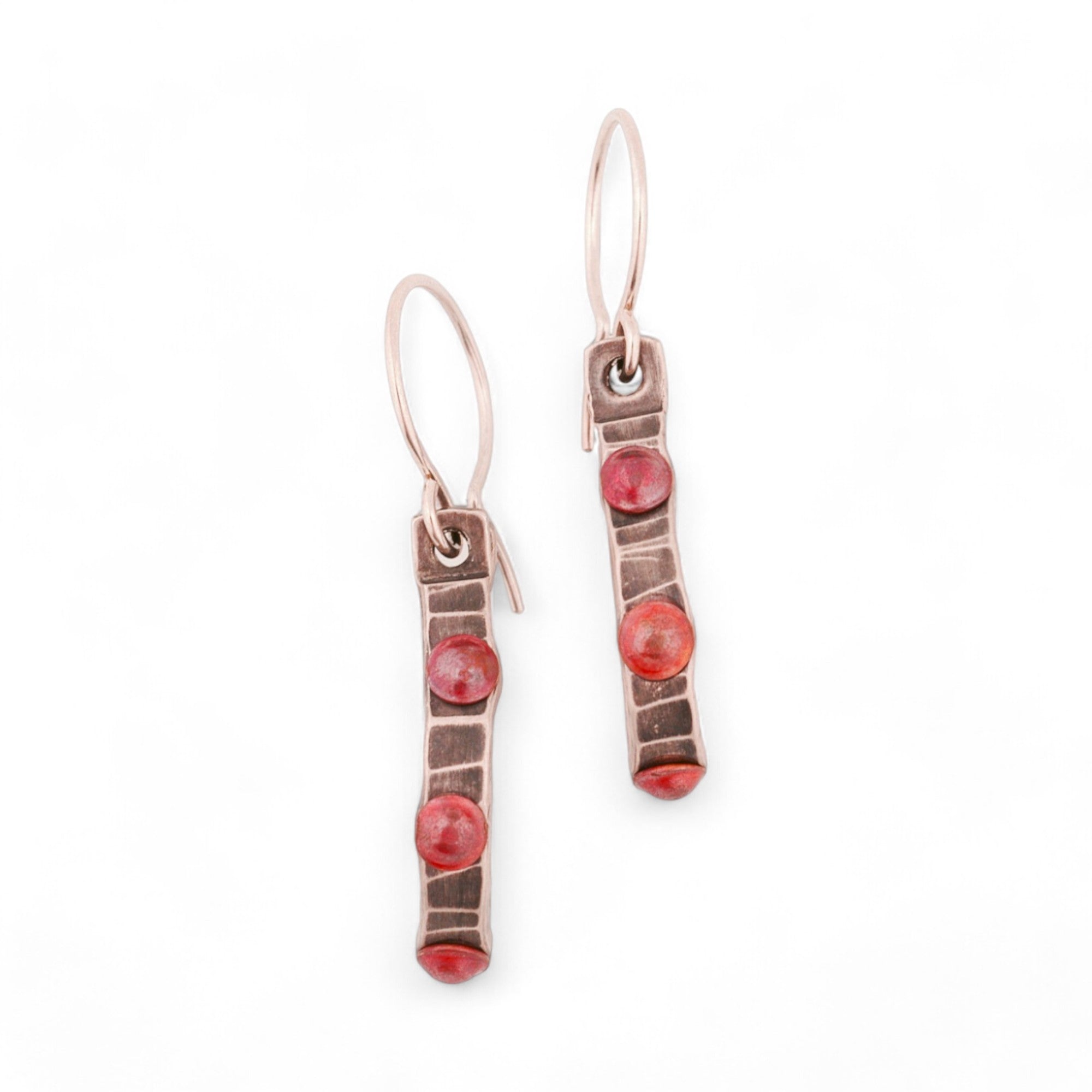 Textured Sterling Silver Teardrop Earrings with Copper Pearls