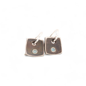 Blue Diamond Sterling Silver Tile Earrings