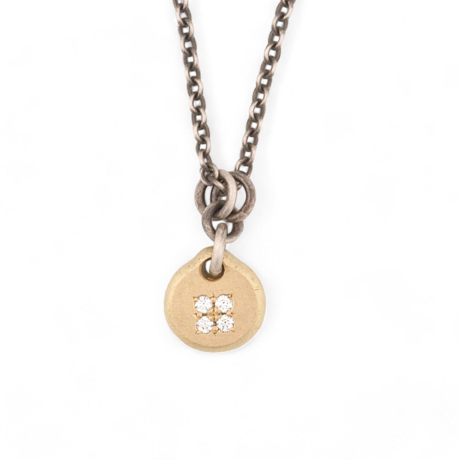 Forged 18K Gold Drop Pendant with Diamonds