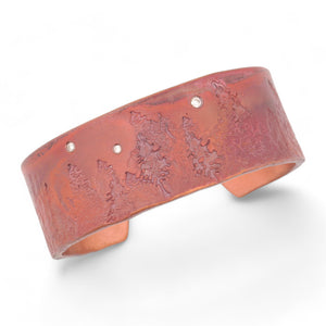 Wide Forged Copper Cuff with Diamonds