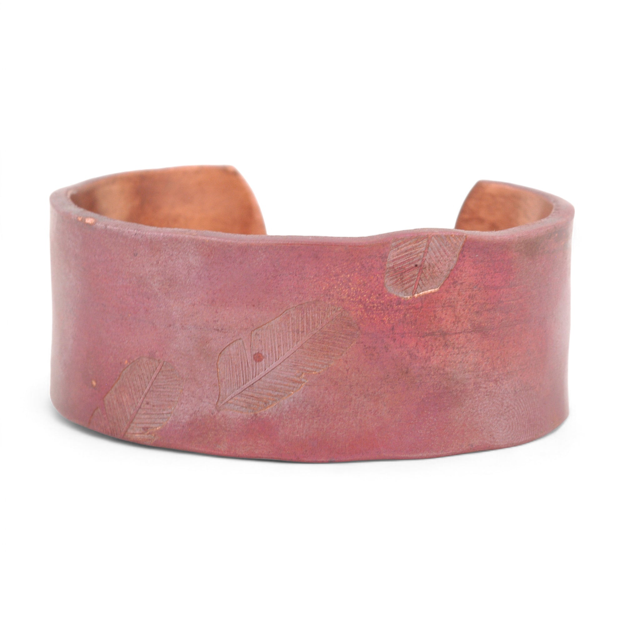 Copper Cuff with Stamped Feathers