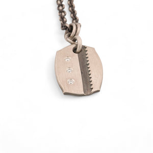 Stamped Saw Blade Pendant with Ideal Cut Diamonds