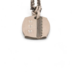 Stamped Saw Blade Pendant with Ideal Cut Diamonds