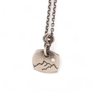 Sterling Silver Mountain Pendant with a Diamond Moon