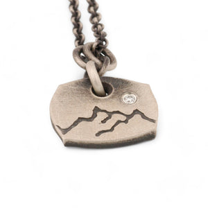 Sterling Silver Mountain Pendant with a Diamond Moon