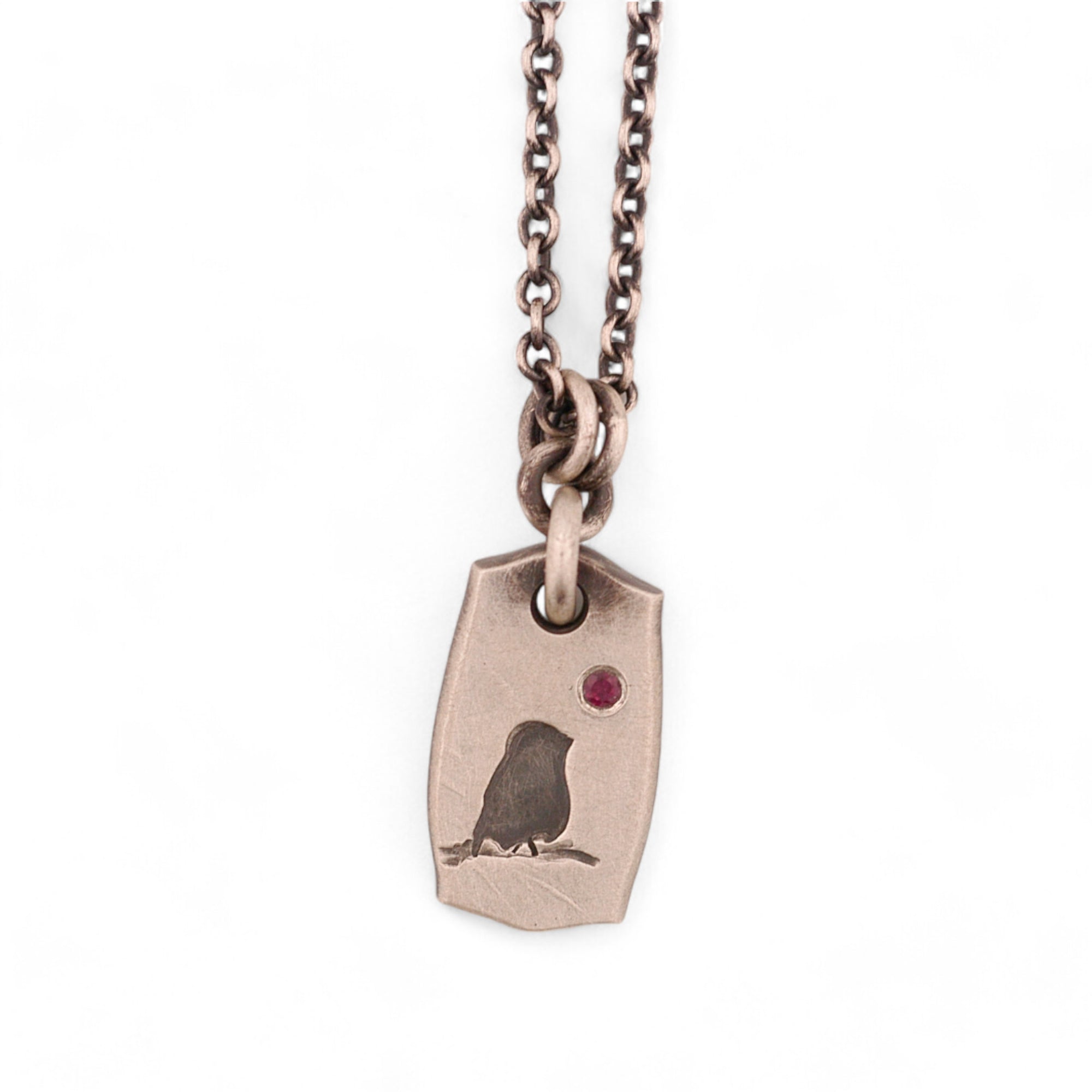 Sterling Silver Cherry Ruby Bird