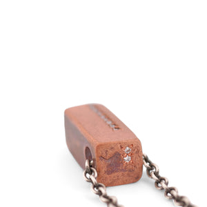 Hand Forged Solid Copper Pendent with a row of Diamonds