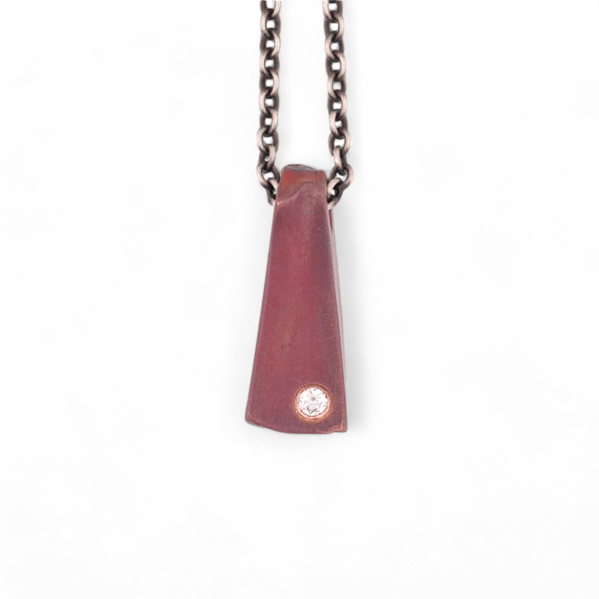 Cherry Copper Pendant with an Ideal Cut Diamond