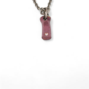 Tiny Crimson Red Copper Pendant with a Diamond