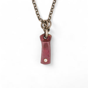 Tiny Crimson Red Copper Pendant with a Diamond