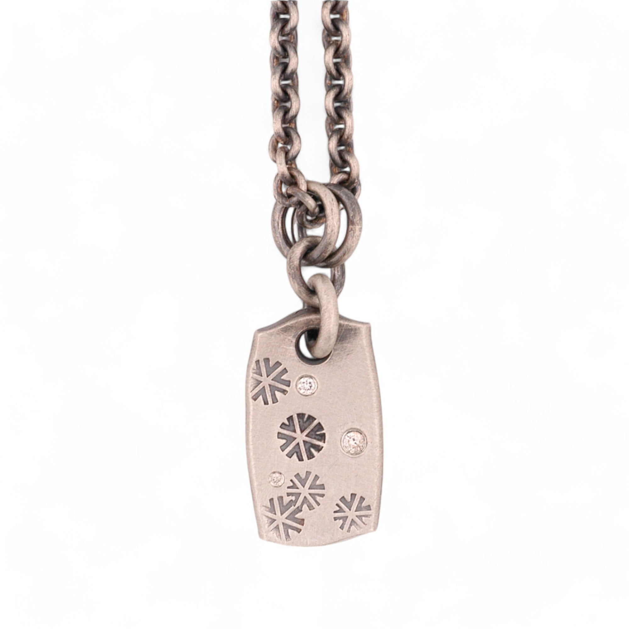 Snowflake Tile Pendant with Diamonds