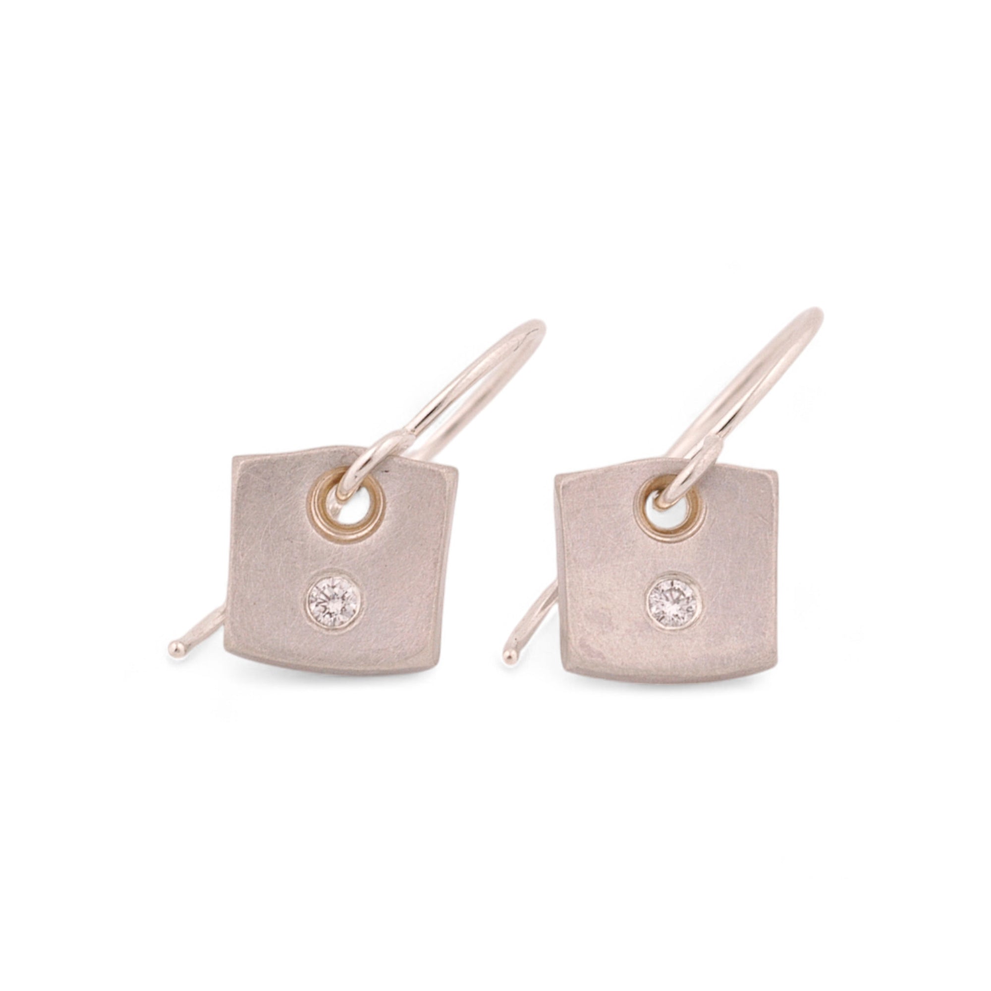 White Diamond Tile Earrings