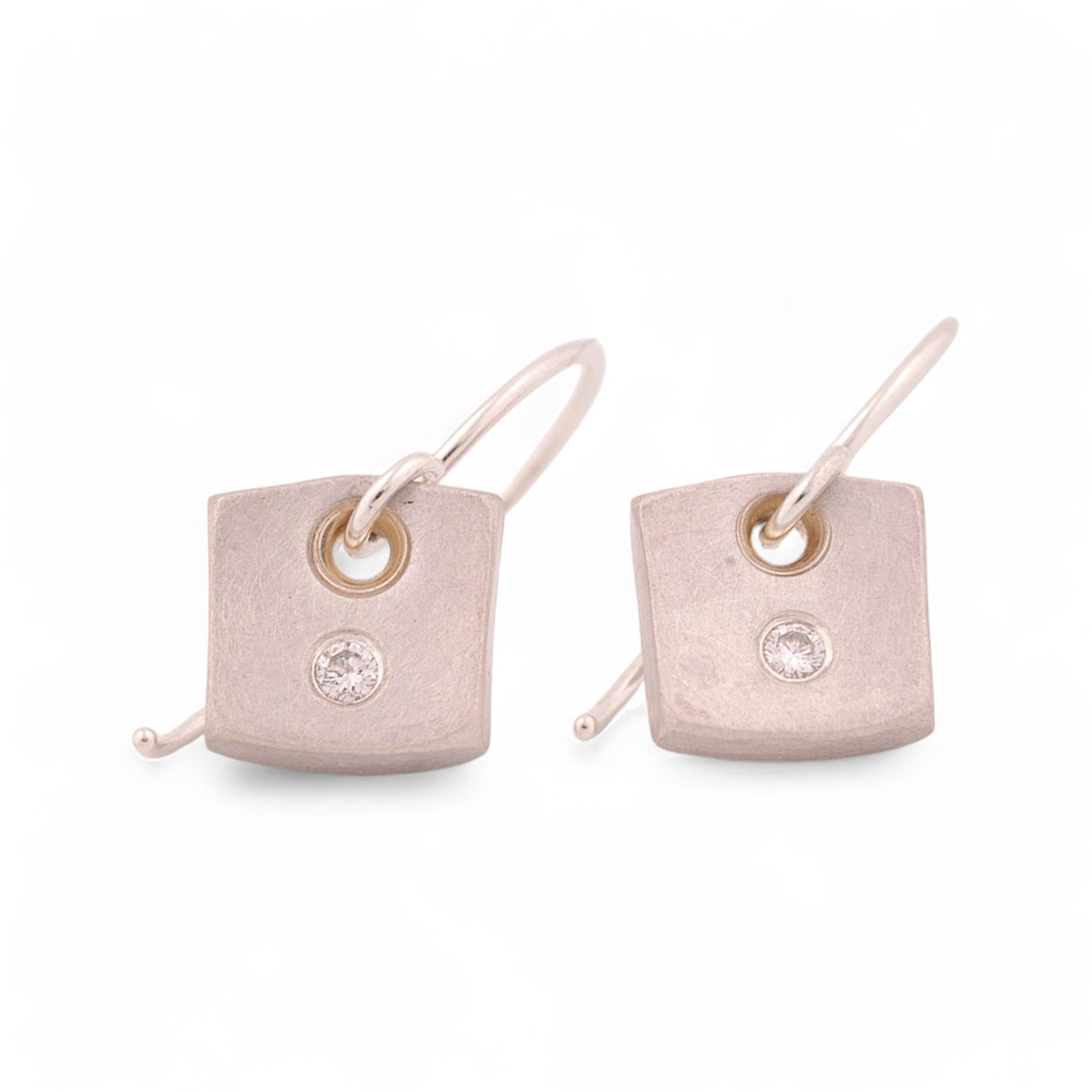 White Diamond Tile Earrings