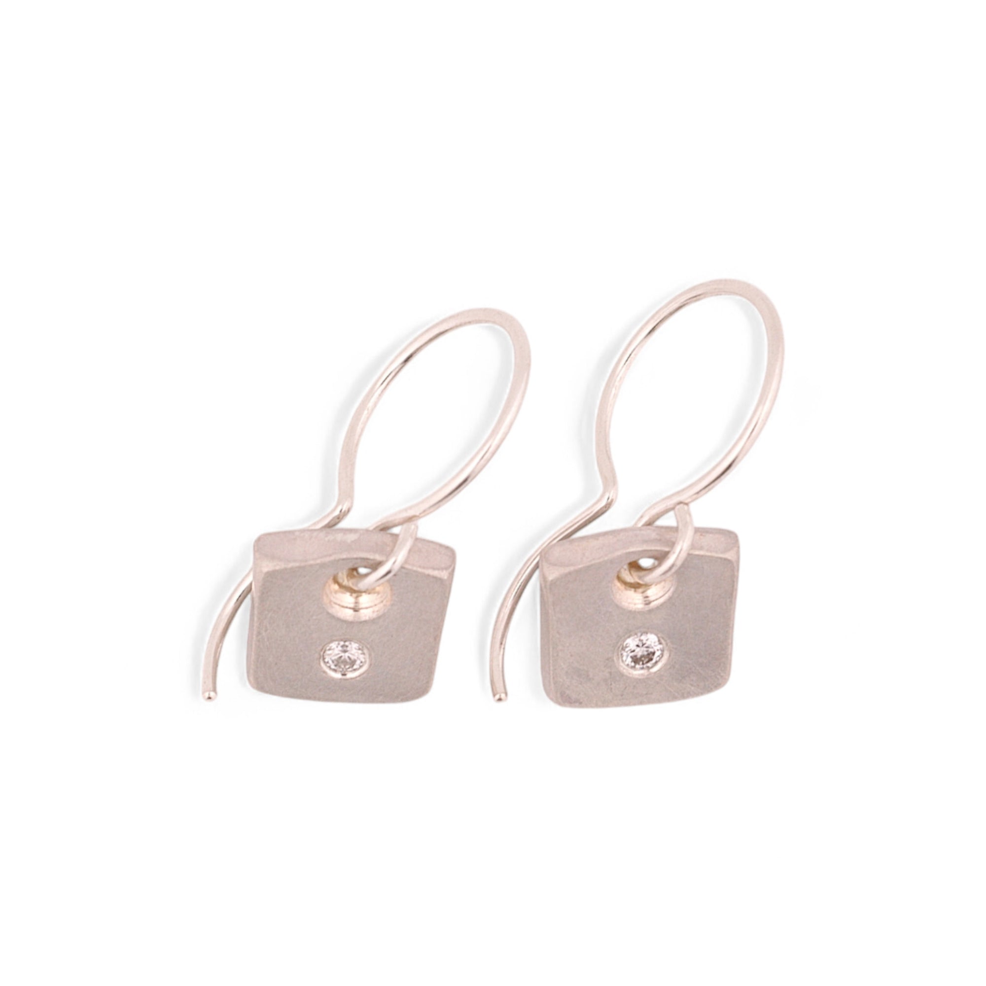 White Diamond Tile Earrings