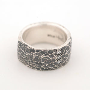 Wide Sterling Silver Ring with Diamonds