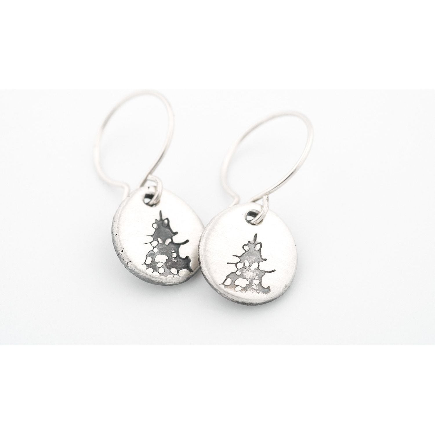 Tree Stamped Sterling Drop Earrings