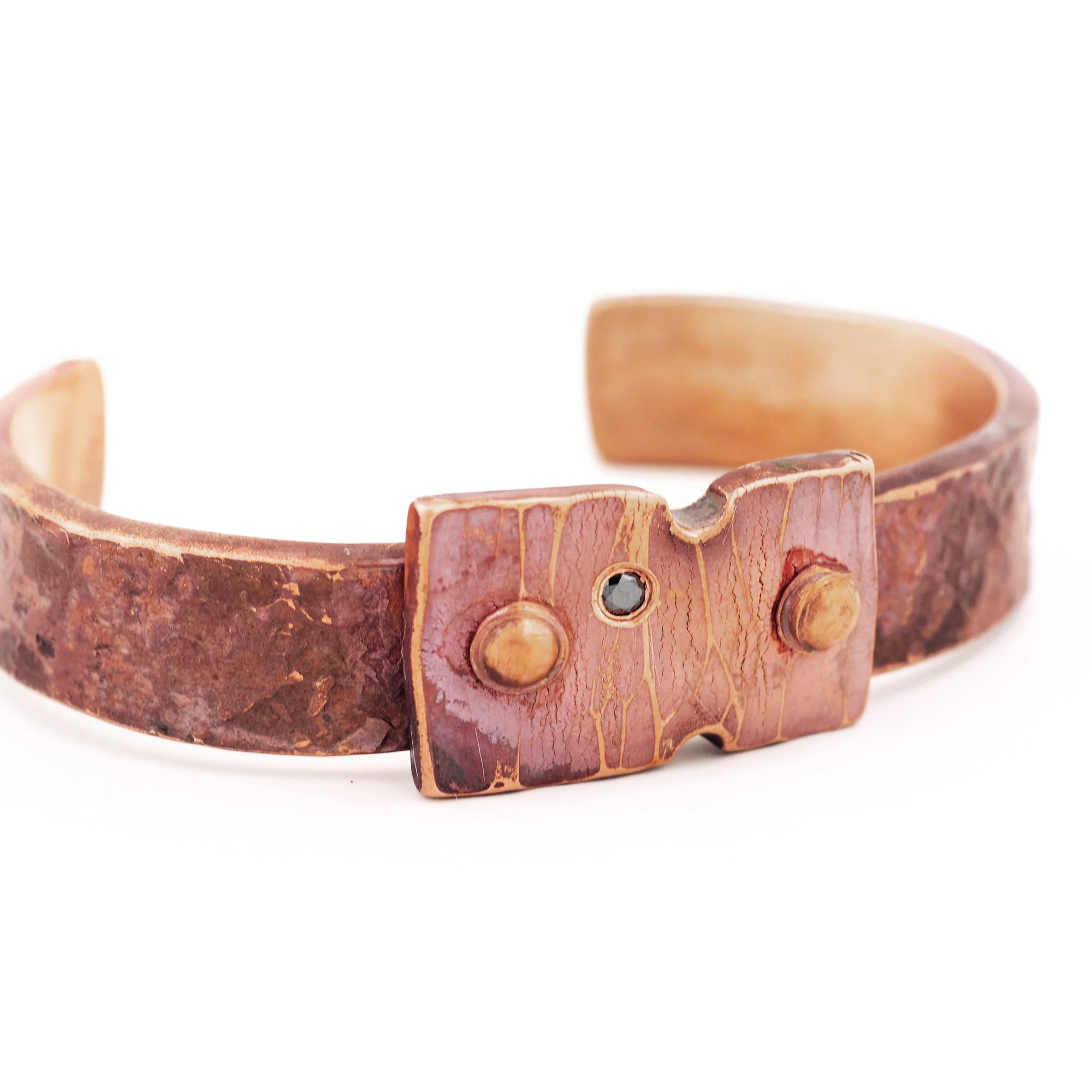 Forged Copper Cuff with Black Diamond