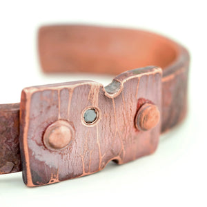 Forged Copper Cuff with Black Diamond
