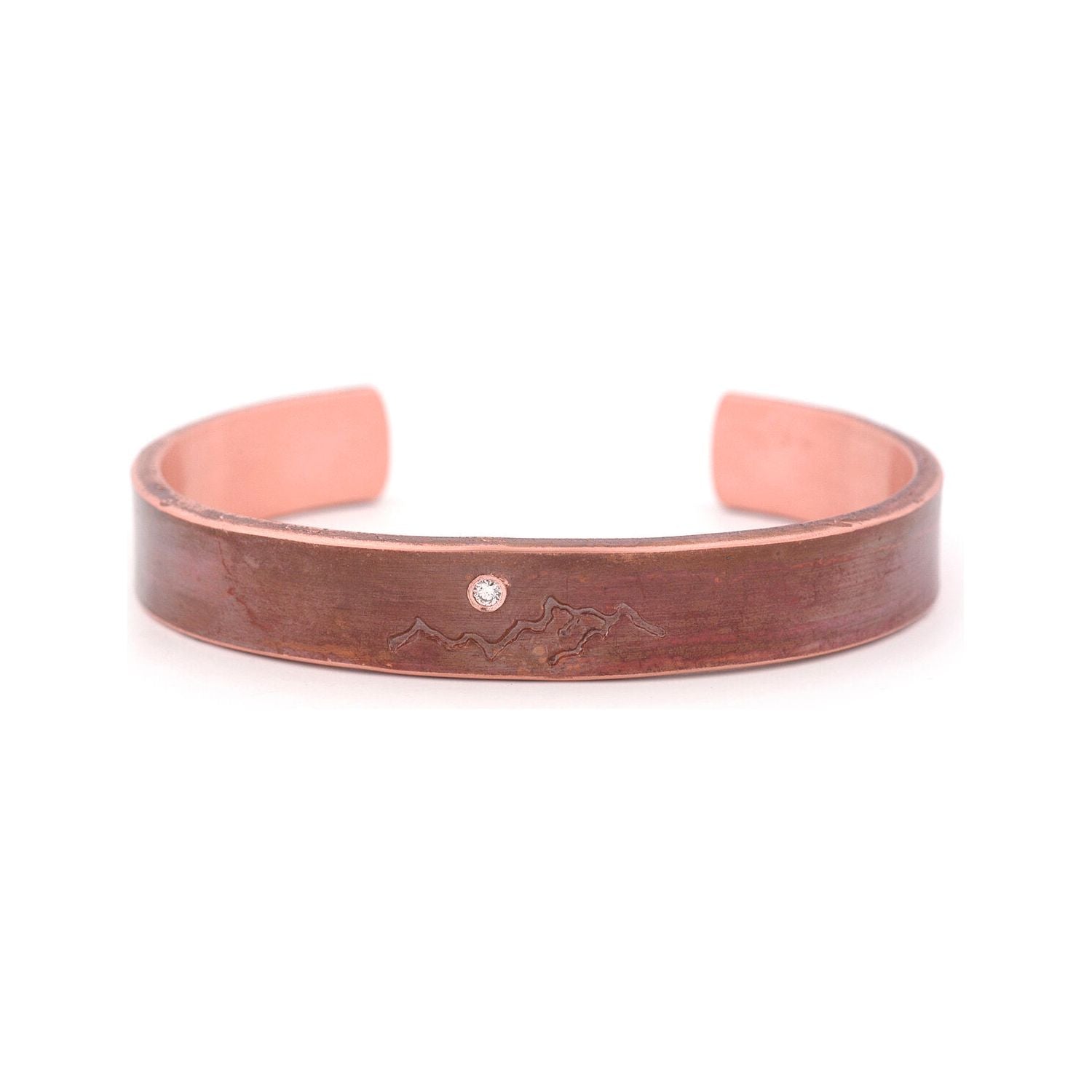 Forged Copper Cuff with White Diamond