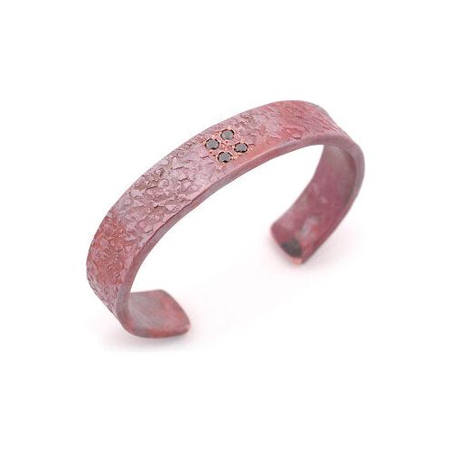 Textured Copper Cuff with Black Diamonds