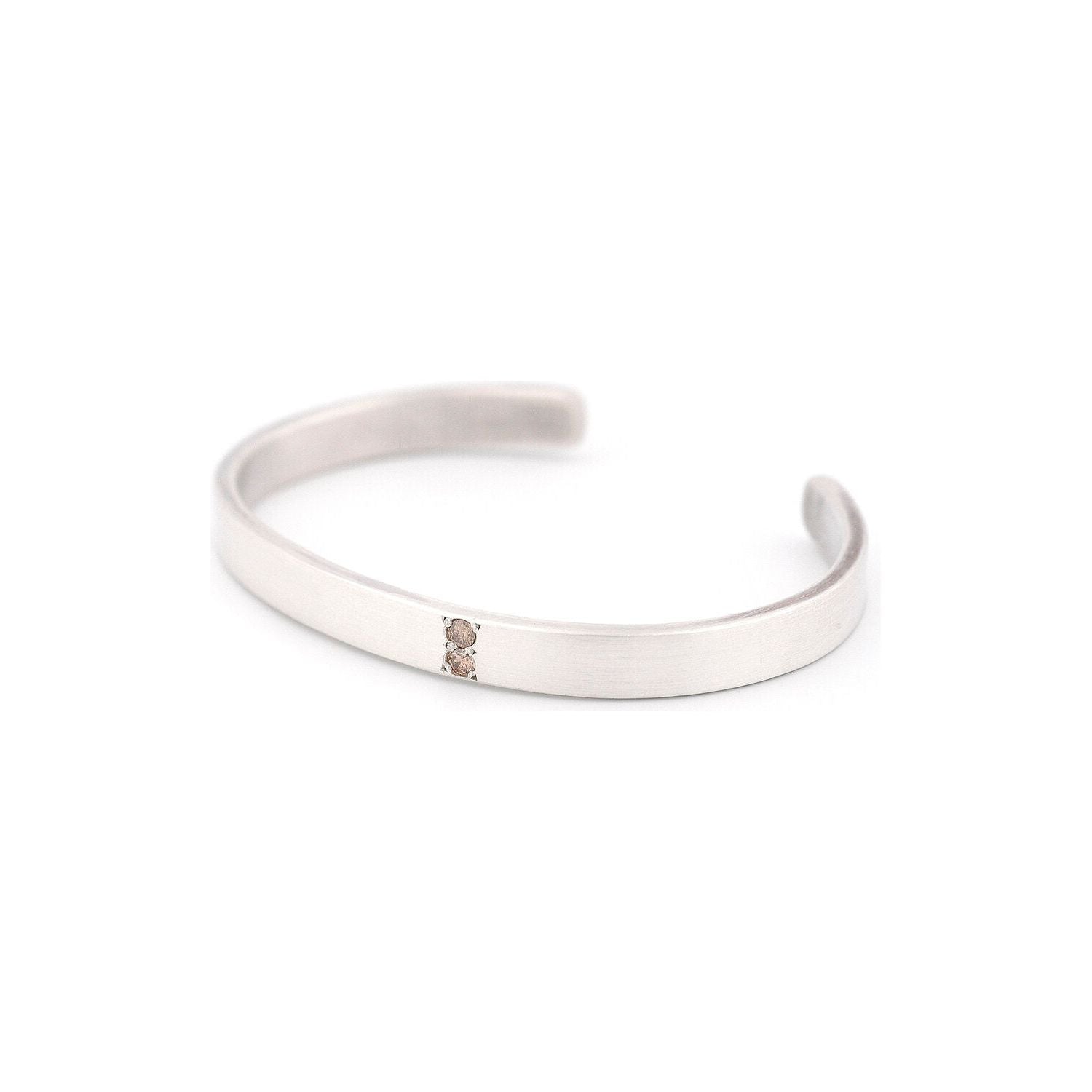 Brushed Sterling Silver Cuff with Champagne Diamonds