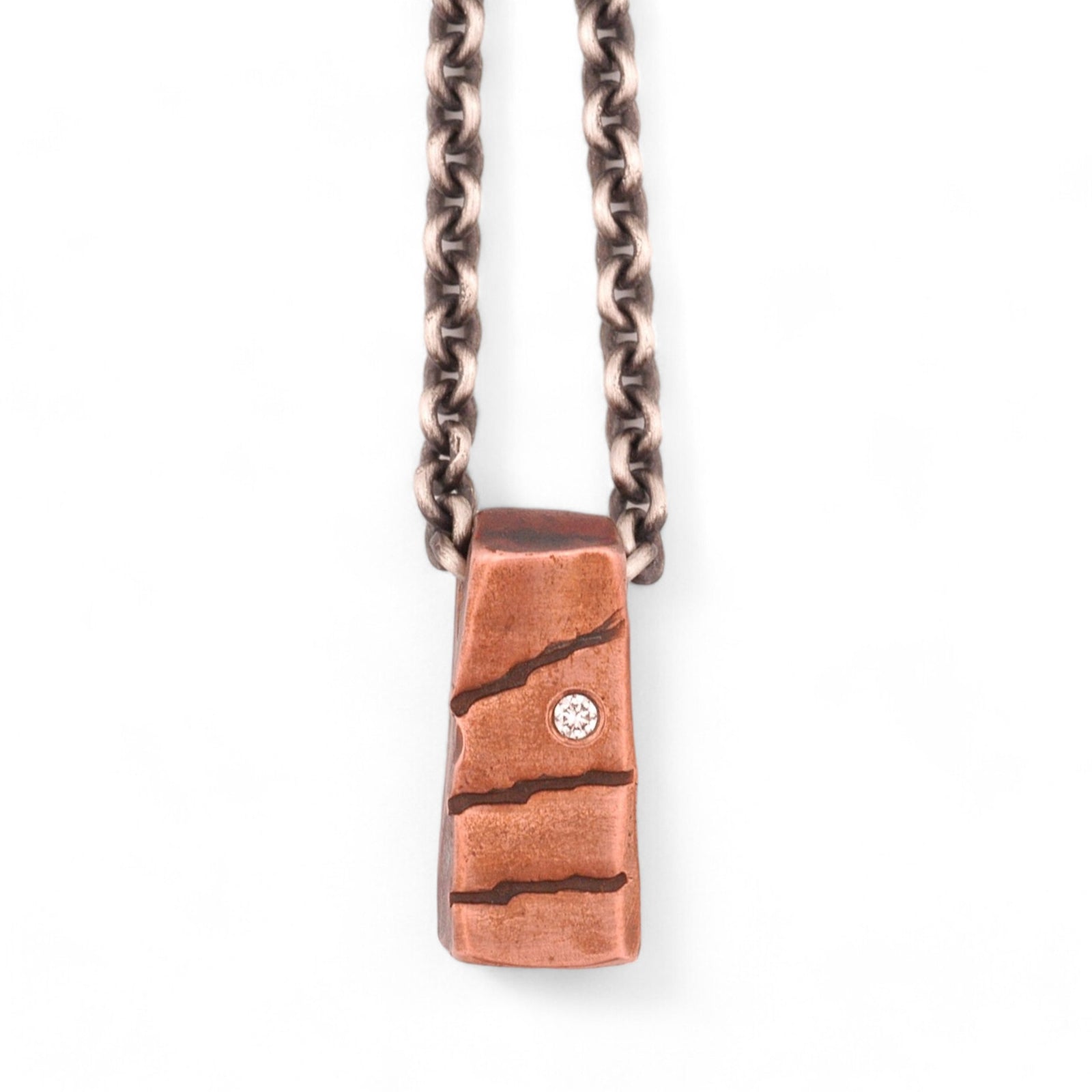 Iconic Solid Copper Pendant with a Brilliant Diamond