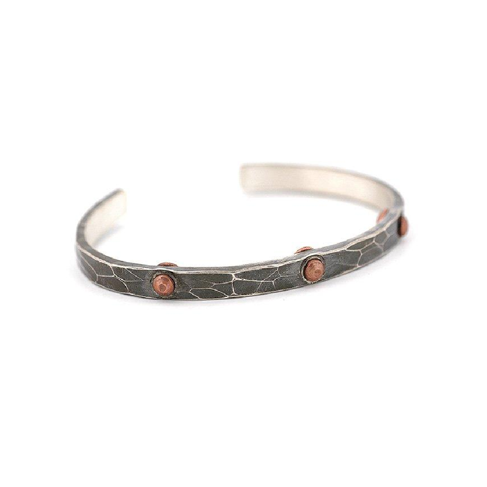 Tortoise Texture Cuff with Copper Rivets - small width