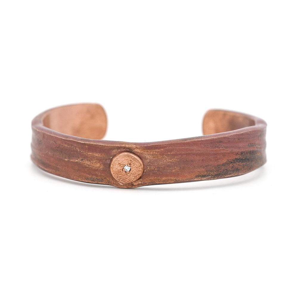 Copper Rivet and Diamond Cuff - John Paul Designs