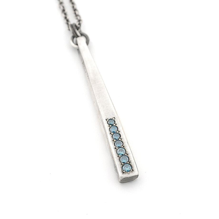 Long Blue Diamond Stick Pendant