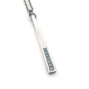 Long Blue Diamond Sterling Stick Pendant