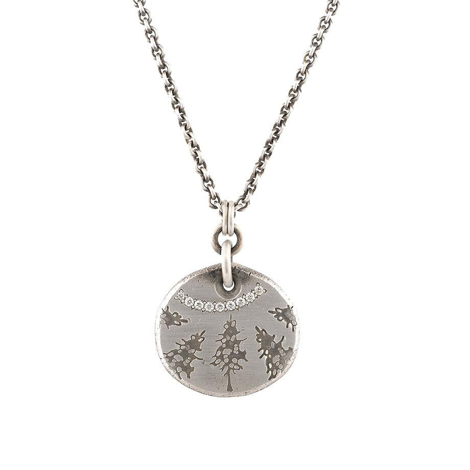 Round Tree Pendant with Repurposed Diamonds