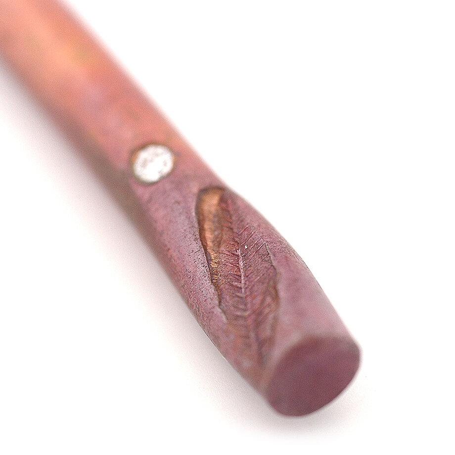 Solid Copper Cylinder Drop with Diamond and Stamped Feather