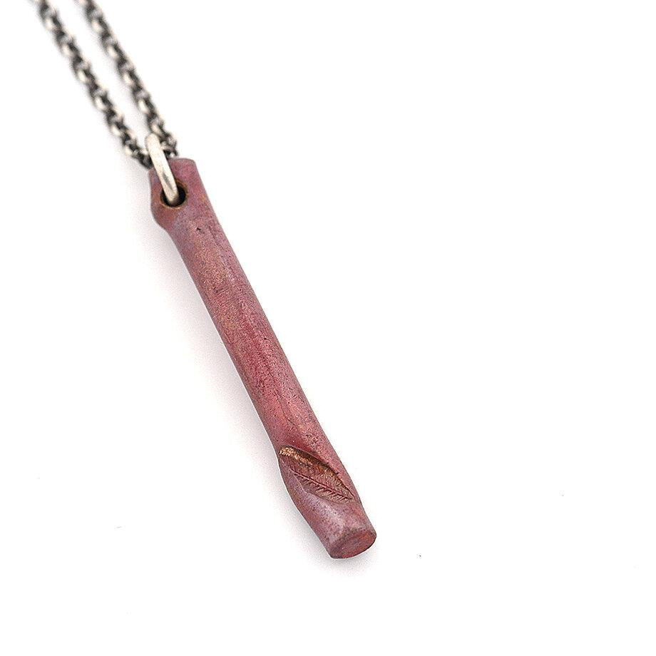 Solid Copper Cylinder Drop with Stamped Feather