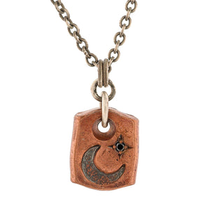 Copper and Black Diamond Moon Pendant