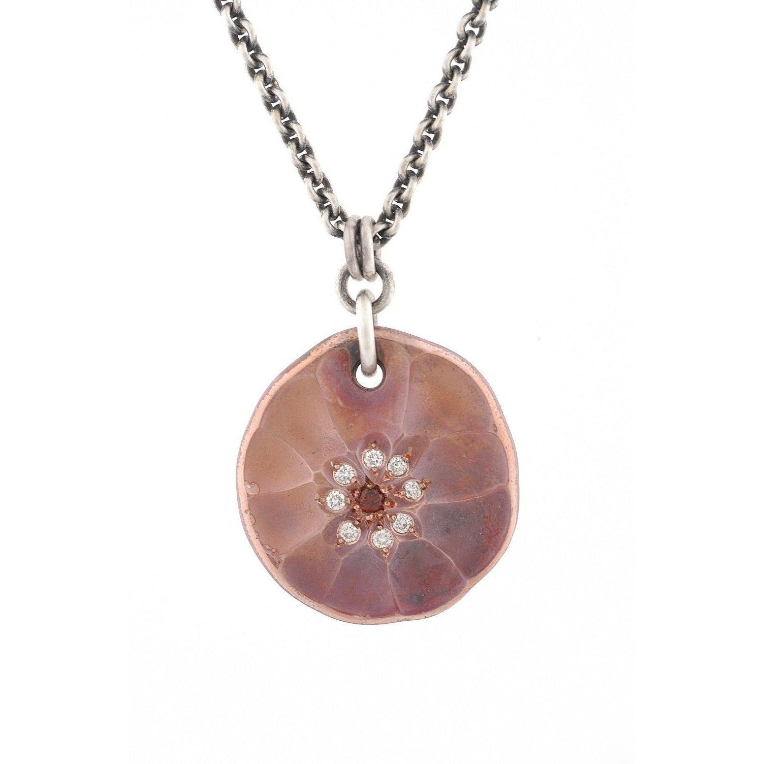 Copper and White + Red Diamonds Pendant